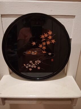 Vintage Japanese Lacquerware Serving Tray Maki-e Style
